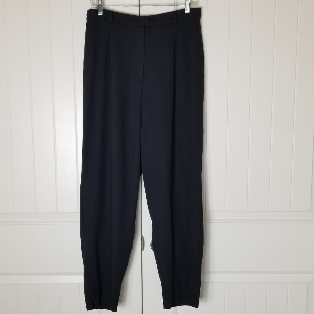 Vintage 90s Pleated High Waisted Black Trousers 14